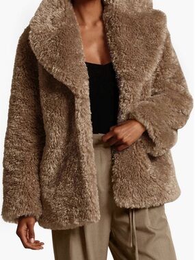 Avec Les Filles Notched Collar Faux Fur Coat - Size XS (0-2)